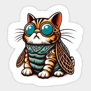 CAT CUT CICADAS 2024 BOY GIRL FUNNY DESIGN Sticker